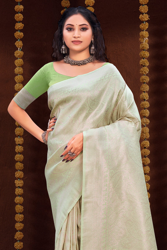 Pastel Green Kanjivaram Silk Saree
