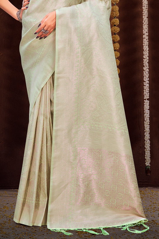 Pastel Green Kanjivaram Silk Saree