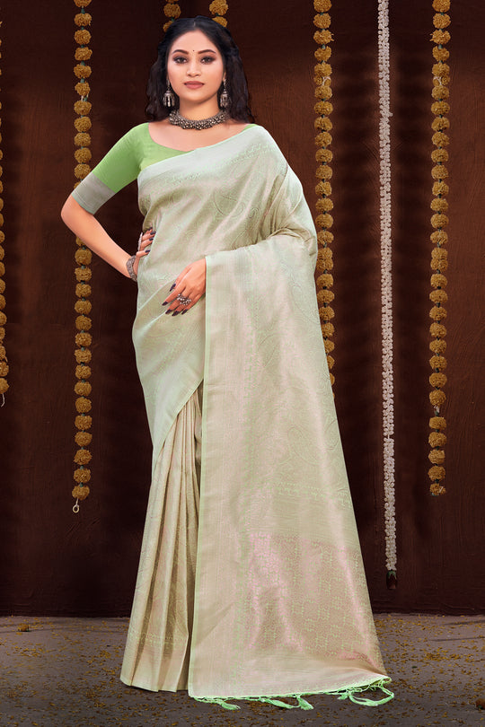 Pastel Green Kanjivaram Silk Saree