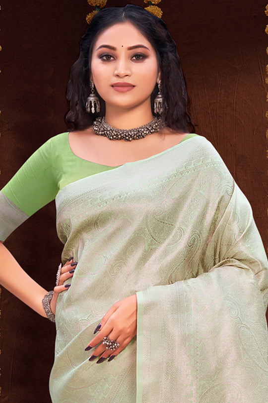 Pastel Green Kanjivaram Silk Saree