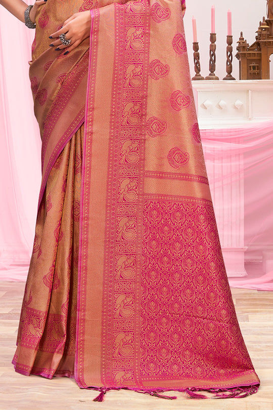 Pastel Maroon Kanjivaram Silk Saree