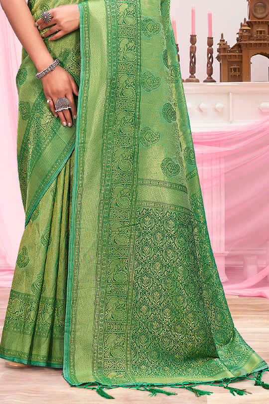 Parakeet Green Kanjivaram Silk Saree