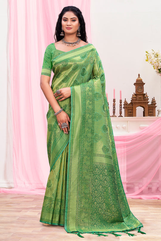 Parakeet Green Kanjivaram Silk Saree