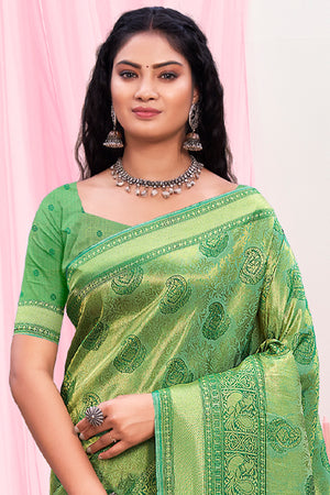 Parakeet Green Kanjivaram Silk Saree