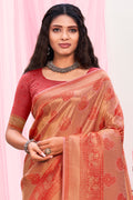 Burnt Orange Kanjivaram Silk Saree