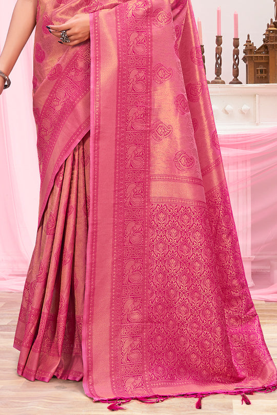 Taffy Pink Kanjivaram Silk Saree