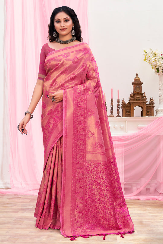 Taffy Pink Kanjivaram Silk Saree
