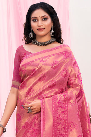 Taffy Pink Kanjivaram Silk Saree