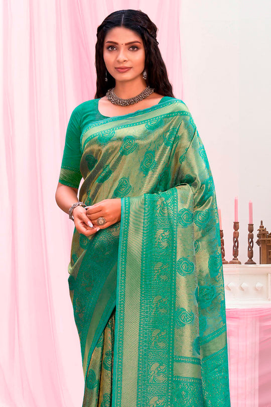 Emerald Green Kanjivaram Silk Saree