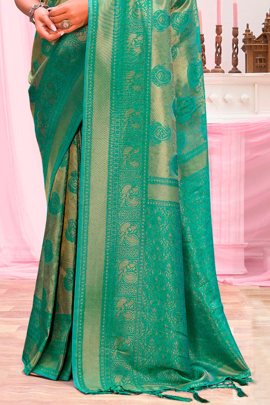 Emerald Green Kanjivaram Silk Saree