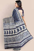 Backpack Blue Printed Indigo Pure Cotton Saree