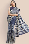 Backpack Blue Printed Indigo Pure Cotton Saree