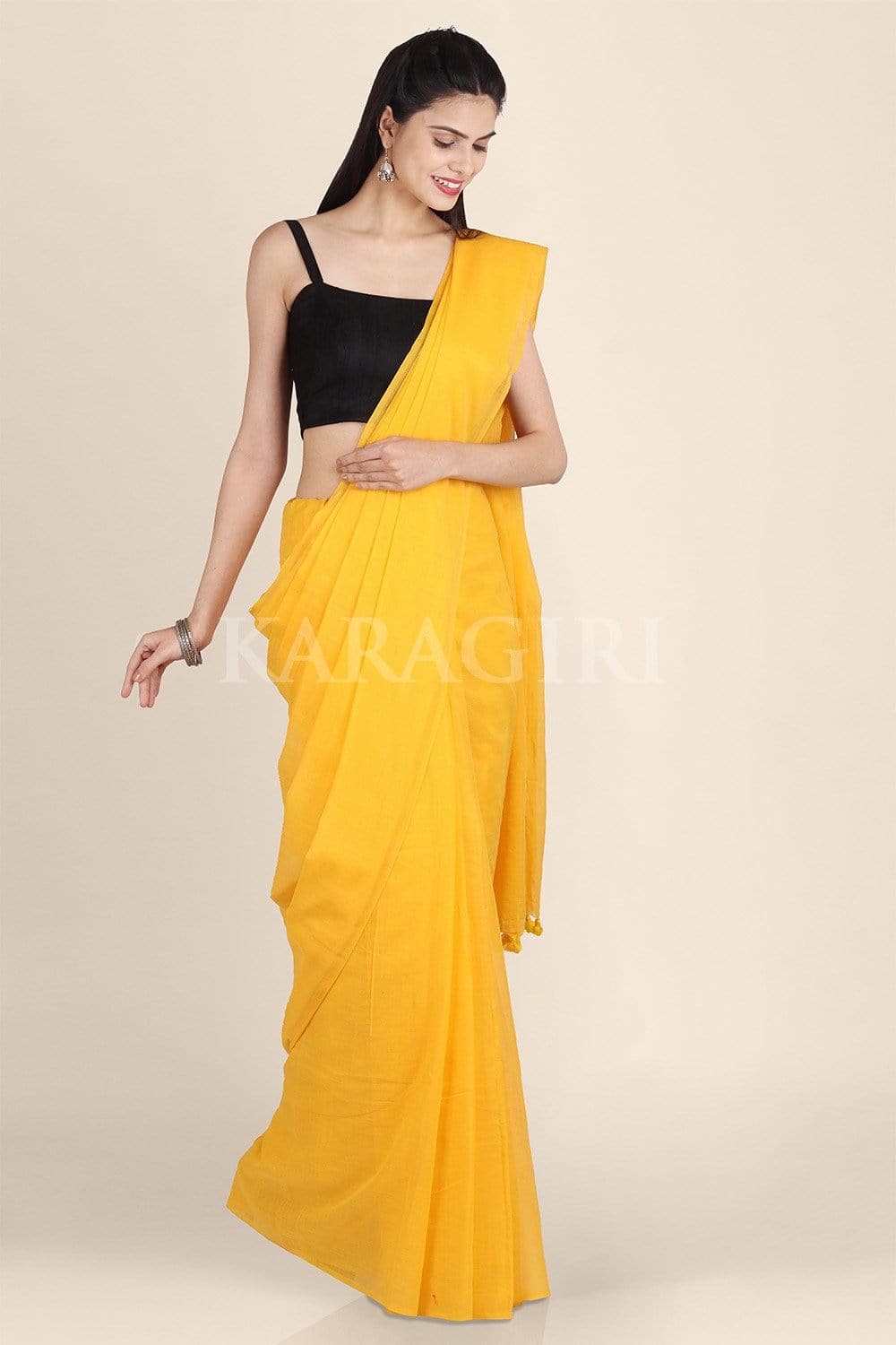 Pure Cotton Dandelion Yellow Handwoven Pure Cotton Saree saree online