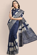 Pure Cotton Indigo Blue Printed Indigo Pure Cotton Saree saree online