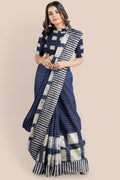 Pure Cotton Indigo Blue Printed Indigo Pure Cotton Saree saree online