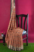 Pure Cotton Light Rosewood Printed Bagru Cotton Saree saree online