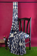 Pure Cotton Navy Blue Printed Indigo Pure Cotton Saree saree online