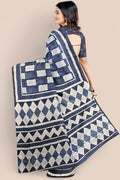 Pure Cotton Ribbon Blue Printed Indigo Pure Cotton Saree saree online