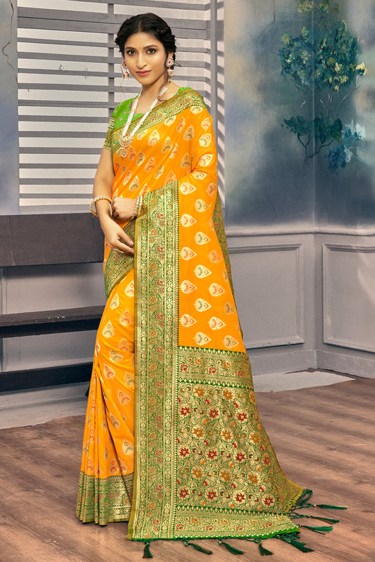 Marigold Yellow Banarasi Saree