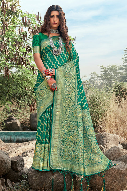 Teal Green Banarasi Saree
