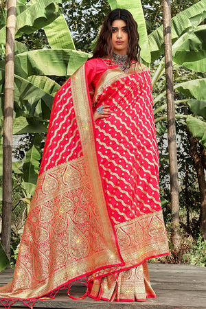 Punch Pink Banarasi Saree