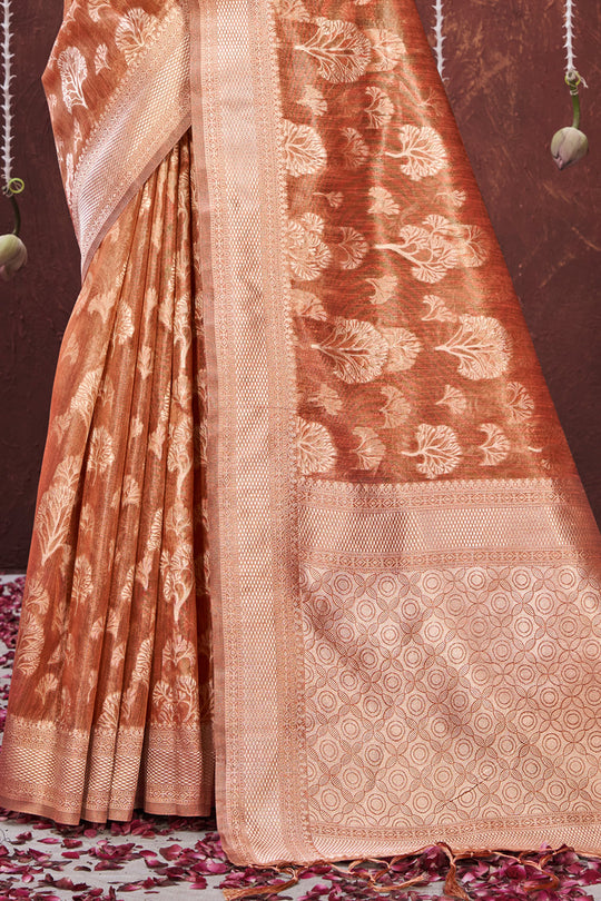 Chocolate Brown Organza saree
