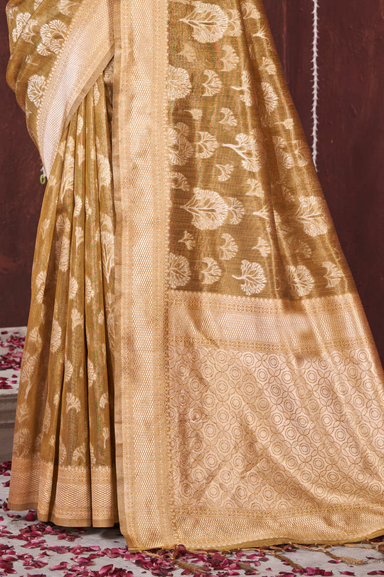 Olive Green Organza saree