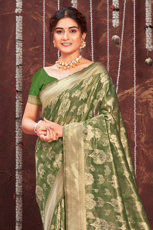 Indi Green Organza saree