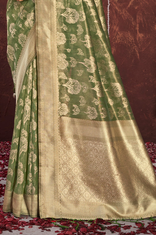 Indi Green Organza saree