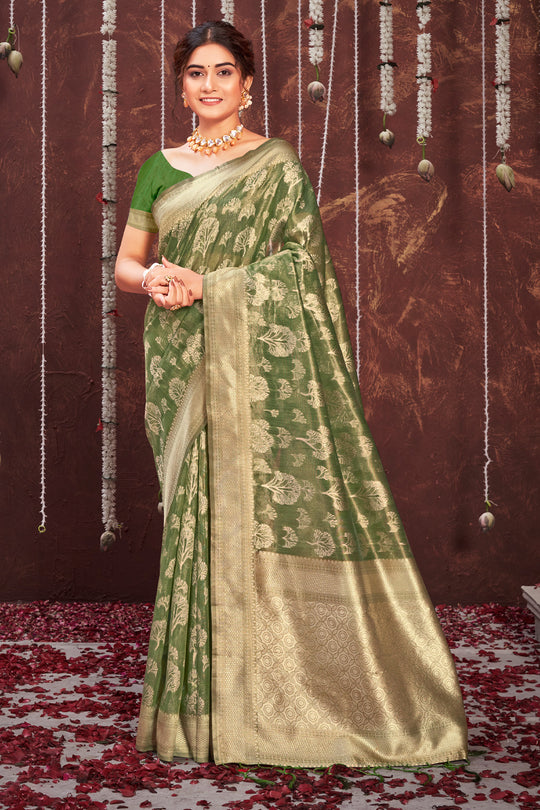 Indi Green Organza saree