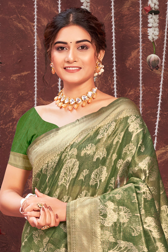 Indi Green Organza saree