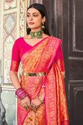 Orange And Pink Kanjivaram Saree