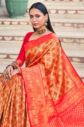 Orange And Red Kanjivaram Saree