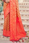 Orange And Red Kanjivaram Saree