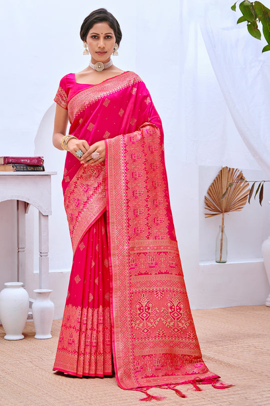 Fuscia Pink Banarasi Saree