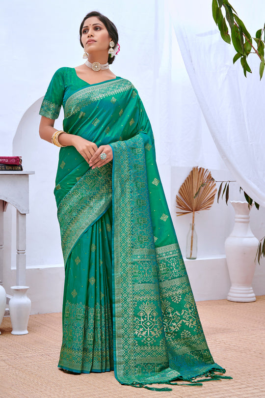 Emerald Green Banarasi Saree