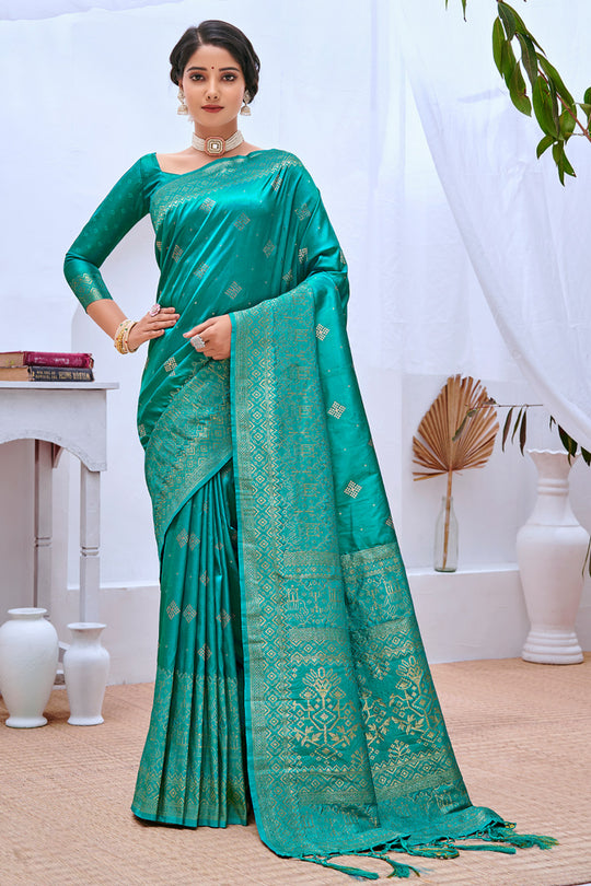 Teal Green Banarasi Saree