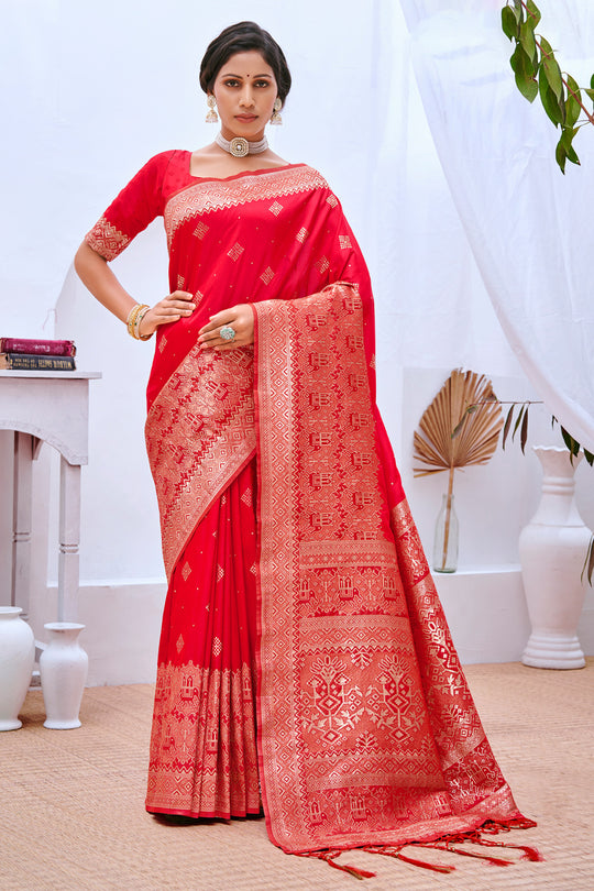 Scarlet Red Banarasi Saree