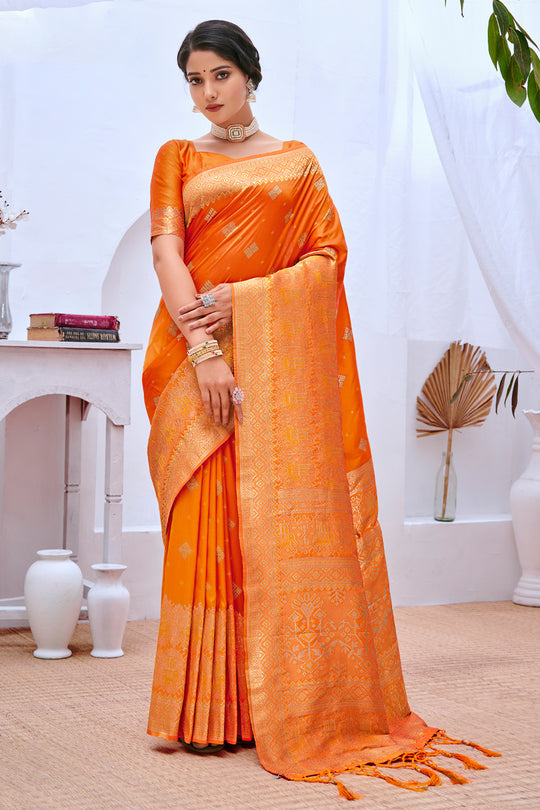 Carrot Orange Banarasi Saree
