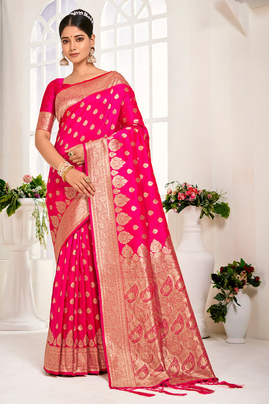 Fuscia Pink Banarasi Saree