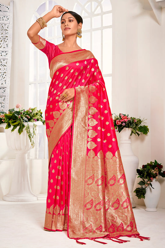 Hot Pink Banarasi Saree