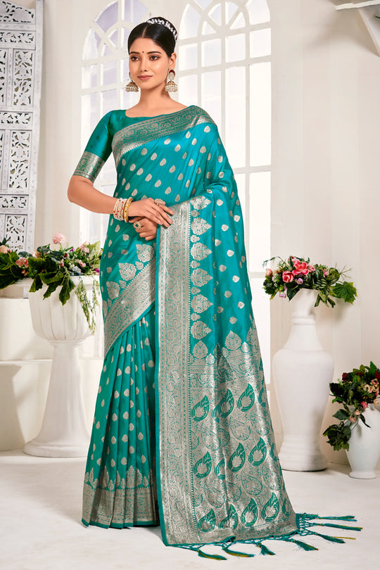 Teal Green Banarasi Saree
