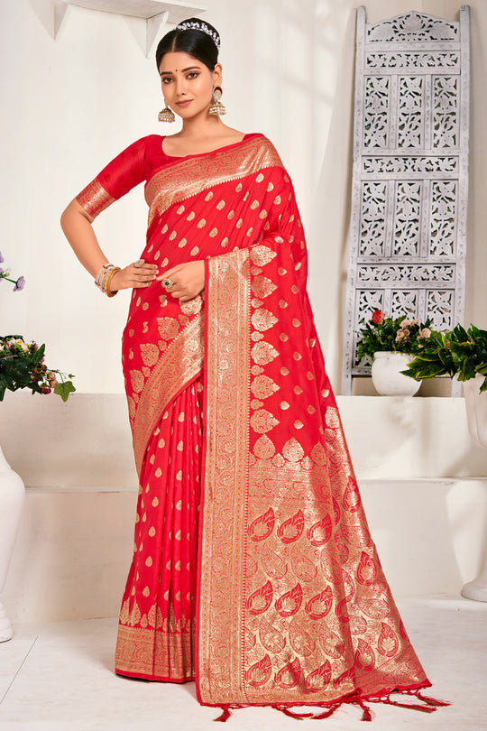 Scarlet Red Banarasi Saree