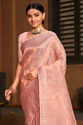 Flamingo Pink Kanjivaram Silk Saree