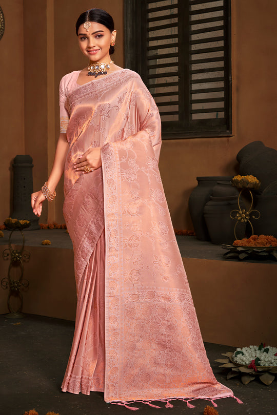 Flamingo Pink Kanjivaram Silk Saree