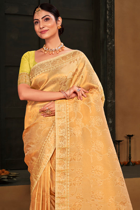 Lemon Yellow Kanjivaram Silk Saree