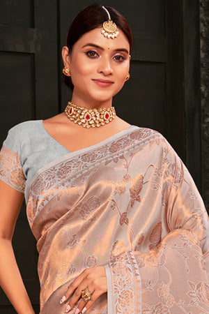 Buttermilk Beige Kanjivaram Silk Saree