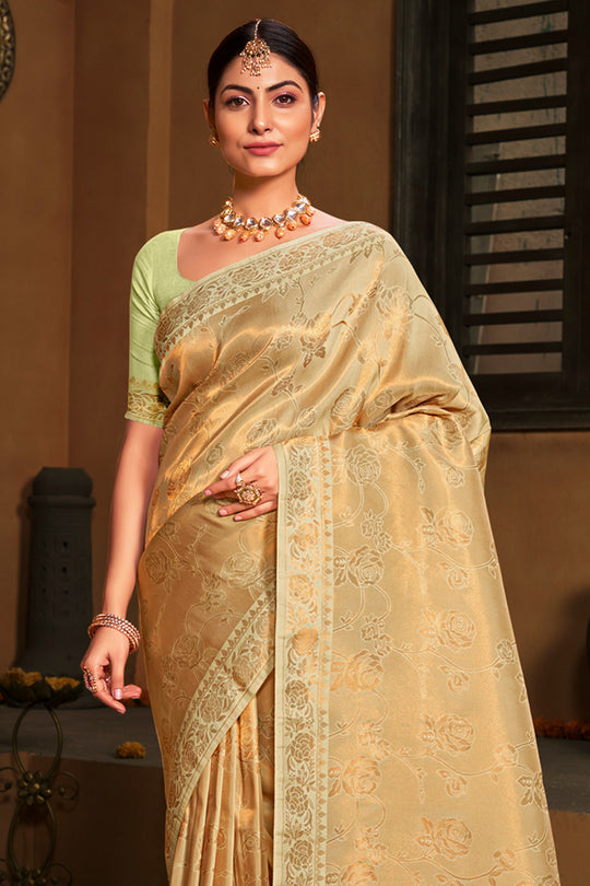 Pastel Yellow Kanjivaram Silk Saree