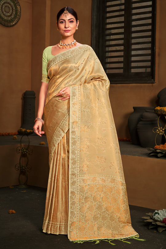 Pastel Yellow Kanjivaram Silk Saree