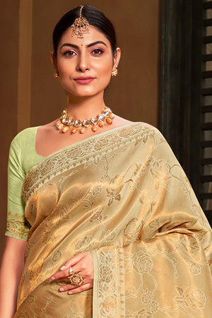 Pastel Yellow Kanjivaram Silk Saree